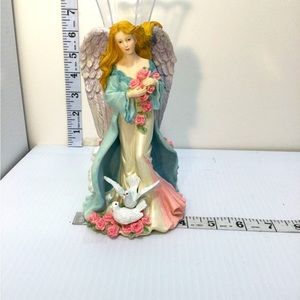 Angle with Turtle Doves & Flowers Vase or Candle Holder